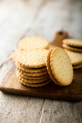 Homemade sandwich cookies with chocolate filling