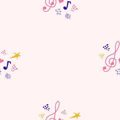 Abstract music notes seamless pattern background. musical melody decoration