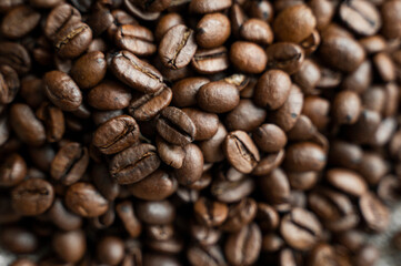 Fresh arabica coffee beans as a texture or background.