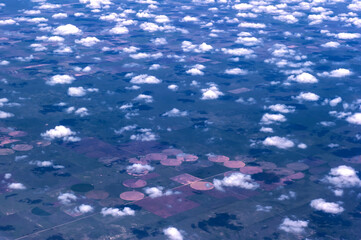 Aerial view of the fantastic and curious clouds, View on an airplane,