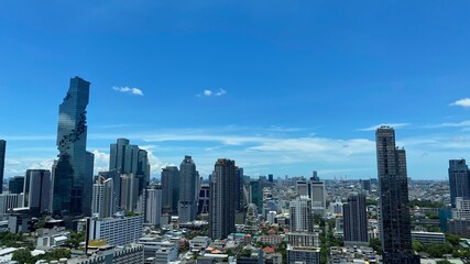 Fototapeta premium Bangkok city skyline from high angle viewpoint