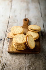 Homemade sandwich cookies with chocolate filling