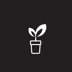 Plant and pot icon template. Vector illustration