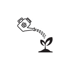 Watering can with flower vector icon.