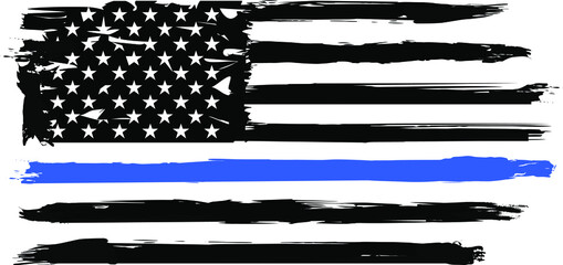 Thin blue line. Flag with Police Blue Line - Distressed american flag. 	
