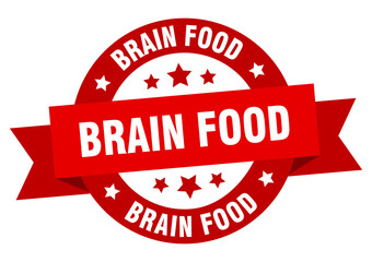 brain food round ribbon isolated label. brain food sign