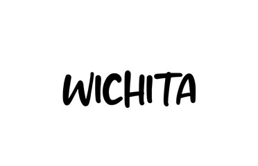 Wichita city handwritten typography word text hand lettering. Modern calligraphy text. Black color
