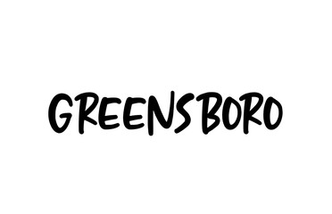 Greensboro city handwritten typography word text hand lettering. Modern calligraphy text. Black color