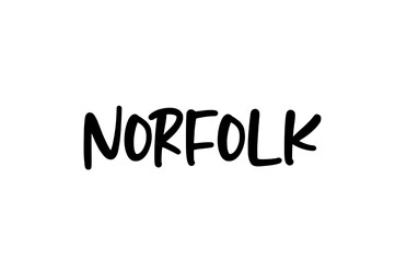 Norfolk city handwritten typography word text hand lettering. Modern calligraphy text. Black color