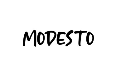 Modesto city handwritten typography word text hand lettering. Modern calligraphy text. Black color