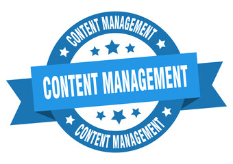 content management round ribbon isolated label. content management sign