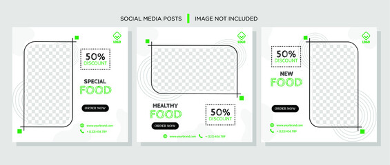 Green Healthy Food Restaurant Offer Social Media Post