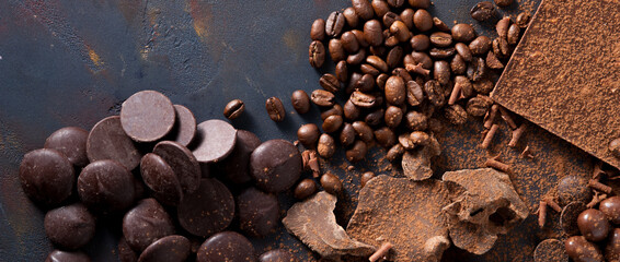 Assortment of different chocolate pieces.