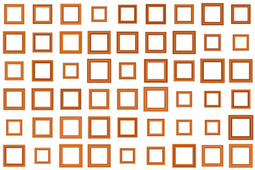 Big set of squared vintage gold frame for your design. Vintage cover. Place for text. Vintage antique beautiful rectangular frames. Template vector illustration.