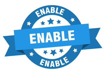enable round ribbon isolated label. enable sign