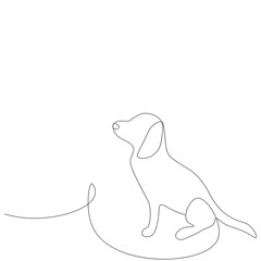 Cute dog animal silhouette line drawing. Vector illustration