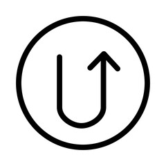 Vertical U shaped arrow icon for navigation concept. Turn back road sign.