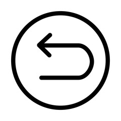 Left curved arrow icon. Return, go back button symbol.