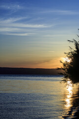 Lake Bolsena at sunset. colors, nature and a spectacular landscape