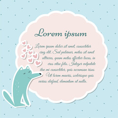 Retro template frame with wolf, vector illustration