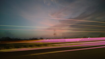 Fototapeta na wymiar car driving on highway at night