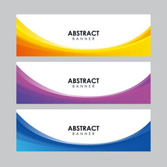 Set of Abstract Colorful Stylish Banner Design Template Vector, Professional Modern Graphic Banner Element with Yellow, Purple and Blue Curvy Background