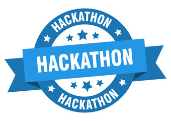 Obraz premium hackathon round ribbon isolated label. hackathon sign