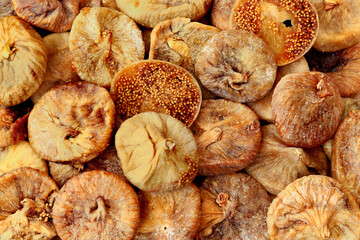 Dried figs as full frame. Background