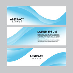 Fototapeta premium Set of Abstract Soft Stylish Banner Design Template Vector, Professional Modern Graphic Banner Element with Fresh Blue Wavy Background