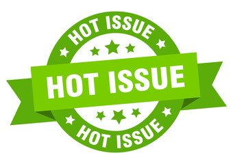 hot issue round ribbon isolated label. hot issue sign