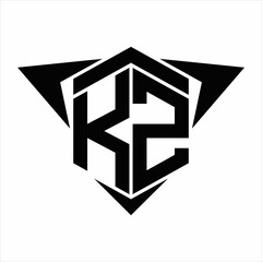 KZ Logo monogram with wings arrow around design template on white background