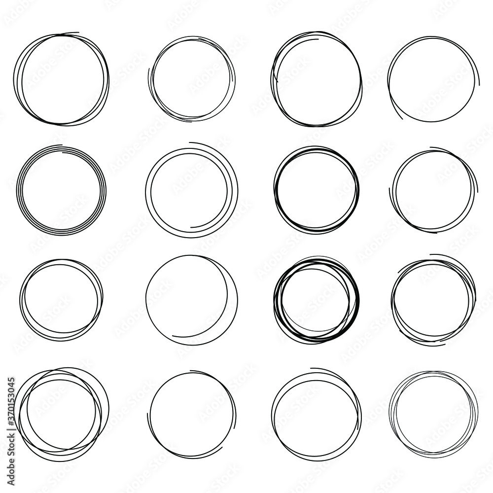 Aufkleber set hand draw collection of black circular scribble circle line doodle round sketch design doodle el