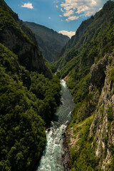 Fototapeta na wymiar Piva canyon with beautiful environment and river