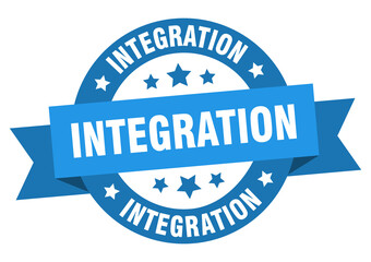 integration round ribbon isolated label. integration sign
