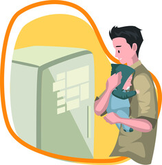 Father holding his sleeping baby