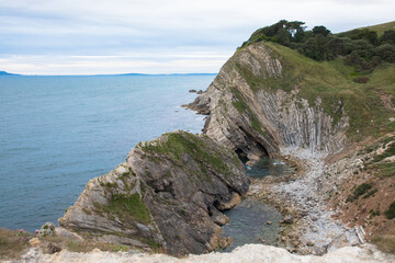 Fototapeta na wymiar Stair Hole next to Lulworth Cove, Dorset, UK