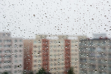 Residential buildings in the rainy day