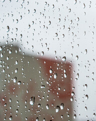 The rainy day through the rain drops