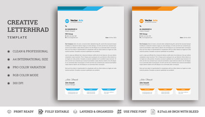 Creative & Clean business style print ready letterhead for your corporate business