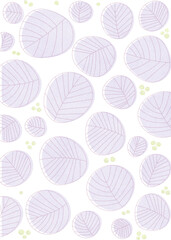 シンプルな線で描かれた紫の葉のパターン　白背景