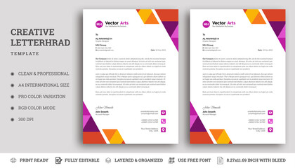 Letterhead Design Template with Colorful Elements