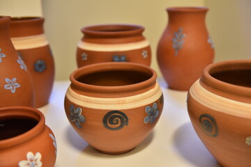 Beautiful ceramic tableware made of natural clay