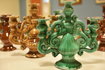 Beautiful ceramic tableware made of natural clay