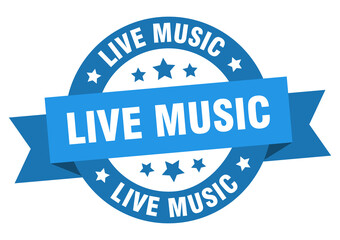 live music round ribbon isolated label. live music sign