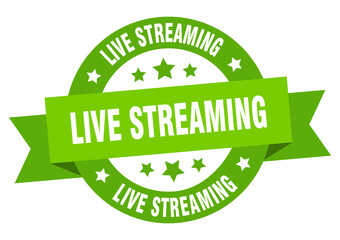 live streaming round ribbon isolated label. live streaming sign