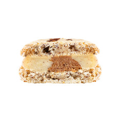 Chocolate macaroon isolated on white