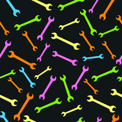 Naklejka na ściany i meble Wrench icon in flat style. Spanner key vector illustration on black isolated background.