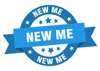new me round ribbon isolated label. new me sign