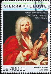 Portrait of italian composer Antonio Vivaldi on stamp