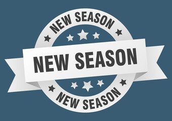 new season round ribbon isolated label. new season sign